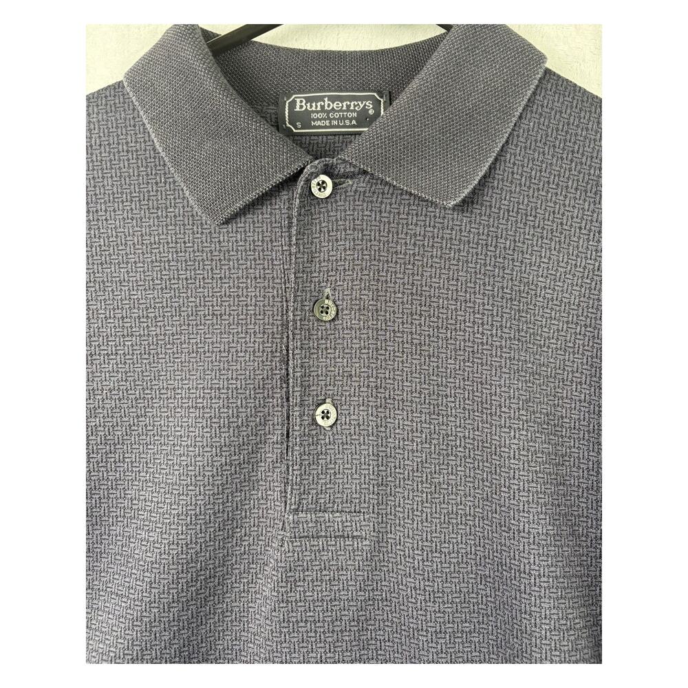 Burberry’s Blue Textured Polo - Size S - Long Sleeve Classic Luxury Style - Picture 6 of 8